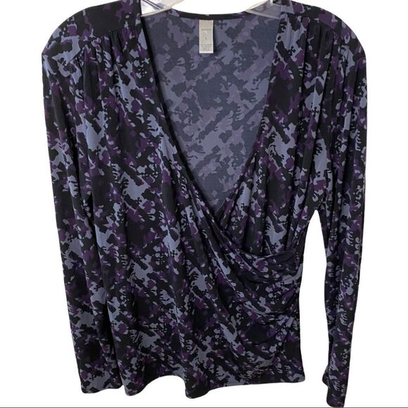 Merona Purple Print Blouse Size Large - Picture 1 of 4